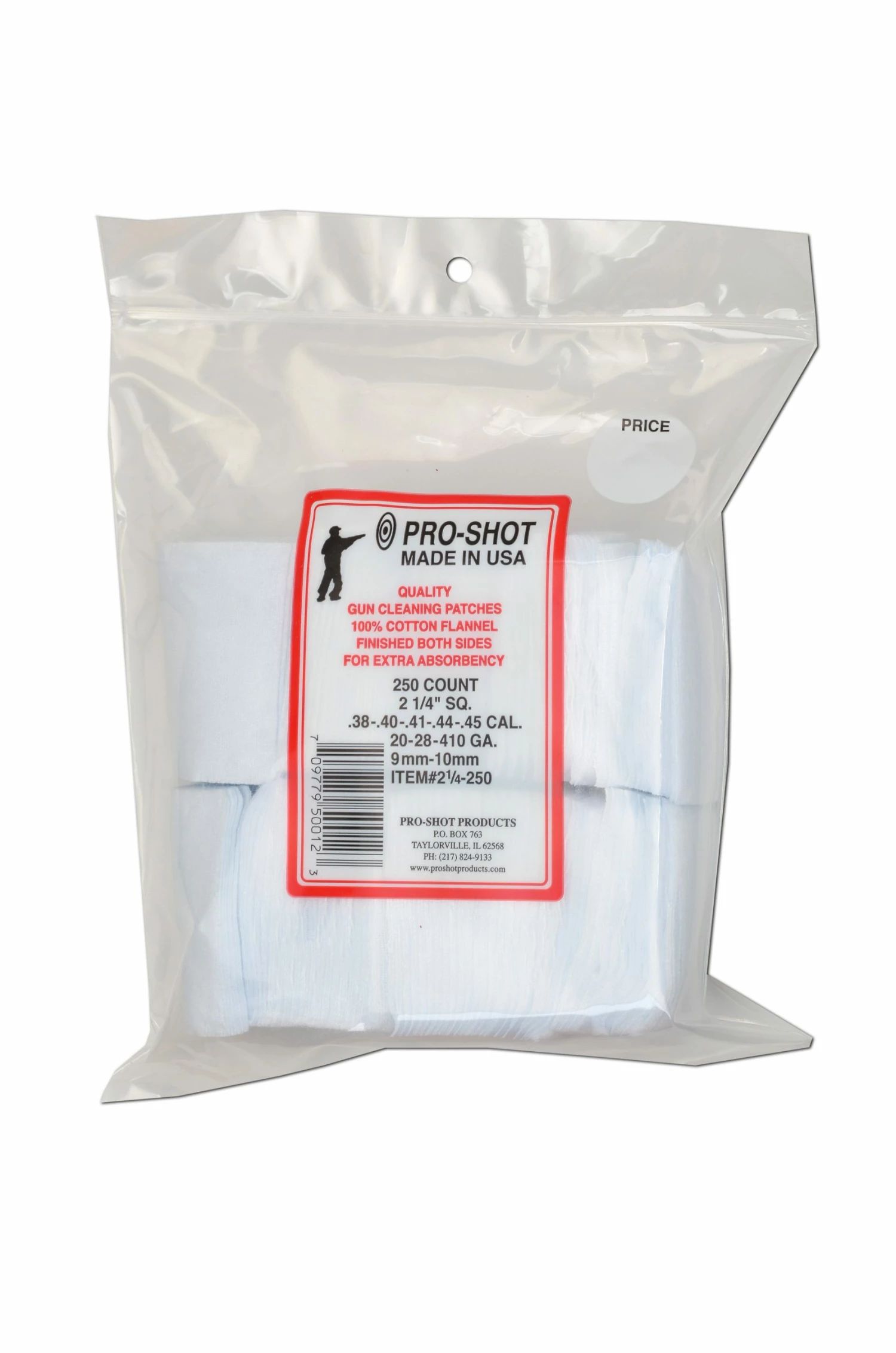 Pro-Shot Square 21/4 Inch Cleaning Patch .38-.45 Caliber 250 Count - 2 1/4-250 - Shooting Supplies 1 Pro-Shot Square 21/4 Inch Cleaning Patch .38-.45 Caliber 250 Count - 2 1/4-250 - Shooting Supplies