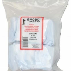Pro-Shot Square 3 Inch Cleaning Patch 12-16 Gauge 250 Count - 3-250 - Shooting Supplies