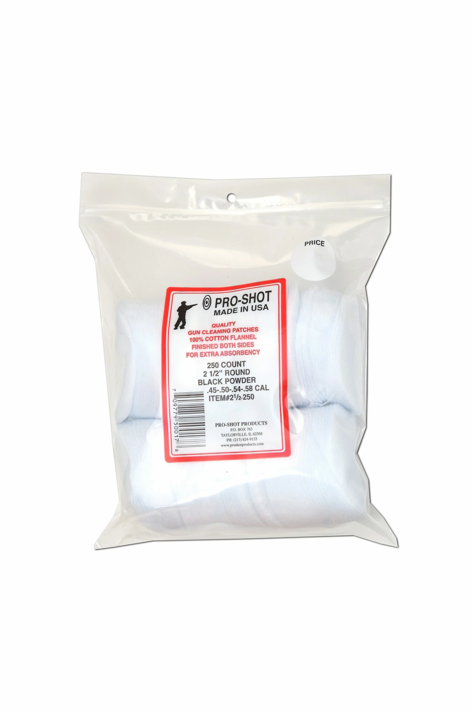 Pro-Shot Round 21/2 Inch Cleaning Patch .45-.58 Gauge 250 Count - 2 1/2-250 - Shooting Supplies 1 Pro-Shot Round 21/2 Inch Cleaning Patch .45-.58 Gauge 250 Count - 2 1/2-250 - Shooting Supplies
