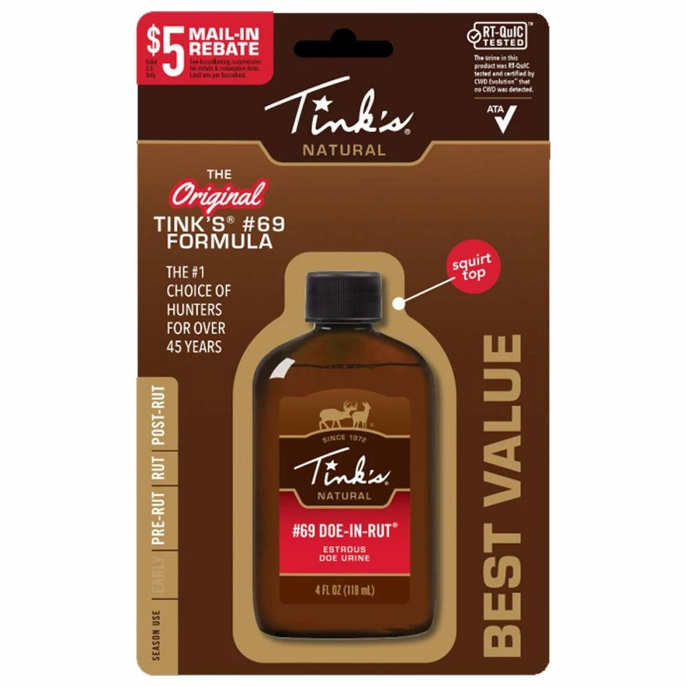 Tink's #69 Doe-in-Rut Buck Lure, 4 oz. - W6202 - Scents & Scent Elimination 2 Tink's #69 Doe-in-Rut Buck Lure, 4 oz. - W6202 - Scents & Scent Elimination - Image 2