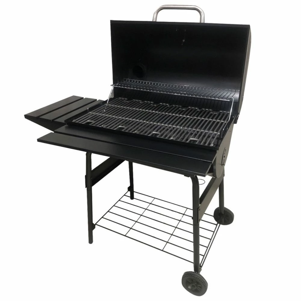 217 Grilling Company 217 Grilling Co. 30" Barrel Grill with Front & Side Shelf - CG2001301-GY - Charcoal Grill 3 217 Grilling Company 217 Grilling Co. 30" Barrel Grill with Front & Side Shelf - CG2001301-GY - Charcoal Grill - Image 3