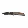 Smith and Wesson M and P Smith & Wesson Bodyguard Tanto Point Serrated Blade Grey/Wood Handle - 1085901 - Knives