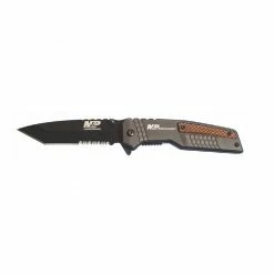 Smith and Wesson M and P Smith & Wesson Bodyguard Tanto Point Serrated Blade Grey/Wood Handle - 1085901 - Knives